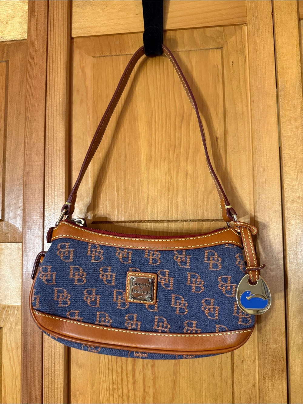 Dooney & Bourke Blue and Brown Signature Mini Shoulder Bag
